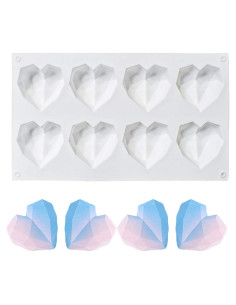 Molde de Silicona Yuntop Corazón Diamante 8 Rejillas 29.5x17 cm