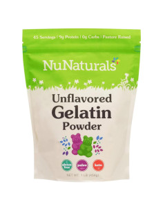 Polvo de gelatina sin sabor NuNaturals 0.45 kg - Colágeno puro