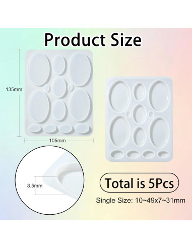 Moldes de Silicona para Joyería UR Urlifehall 5 Pcs Ovalados