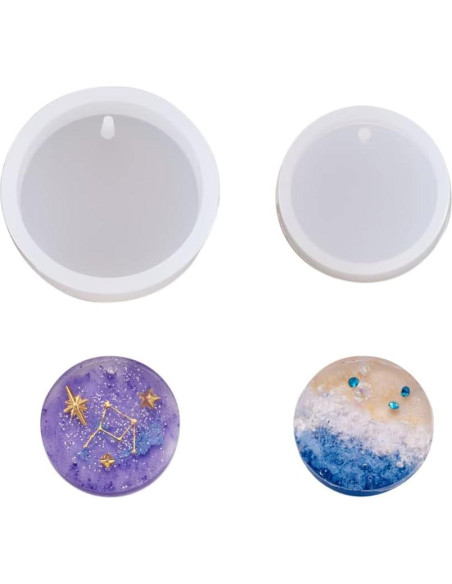 Moldes de Silicona Cheriswelry 10pcs Redondos Planos 28mm