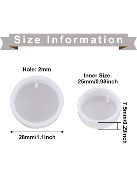 Moldes de Silicona Cheriswelry 10pcs Redondos Planos 28mm