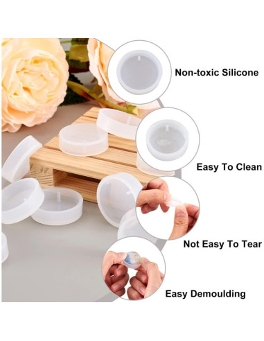 Moldes de Silicona Cheriswelry 10pcs Redondos Planos 28mm