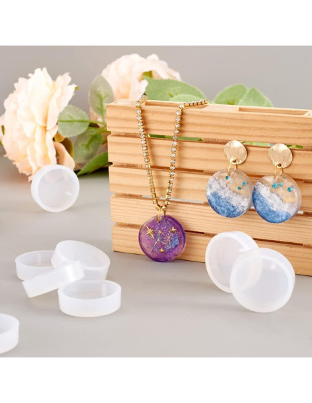 Moldes de Silicona Cheriswelry 10pcs Redondos Planos 28mm