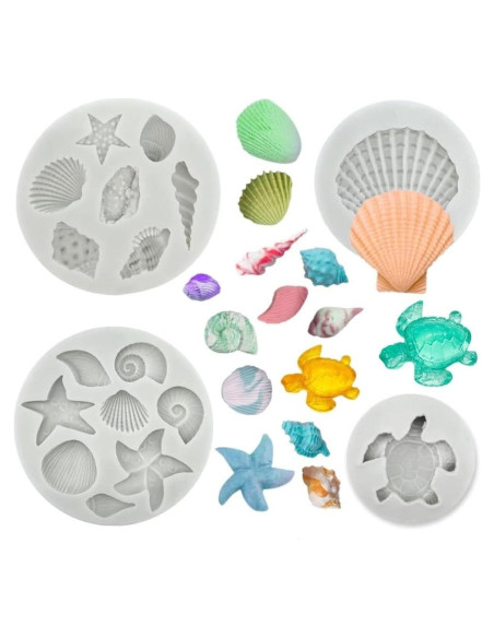 4 Moldes de Silicona Marino ELINKA para Pasteles y Dulces