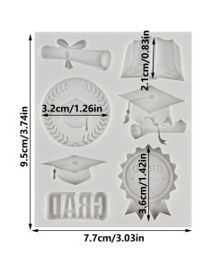 Molde de Fondant de Graduación QDMOLDS Silicona 8x7cm 2