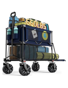 Carro Plegable Doble Piso Portal 204 kg Azul Oscuro