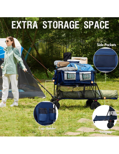 Carro Plegable Doble Piso Portal 204 kg Azul Oscuro