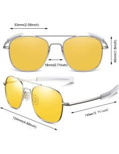 Gafas de sol aviador ACBLUCE 53mm Lente amarilla polarizada 2