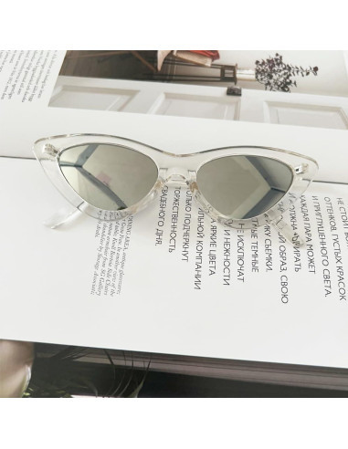 Gafas de sol OZPYKAE ojo de gato plata para mujeres