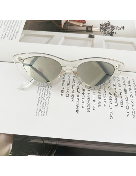 Gafas de sol OZPYKAE ojo de gato plata para mujeres
