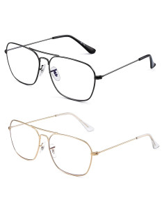 Gafas JM Antirreflejo Aviador Luz Azul 58mm Oro Gunmetal