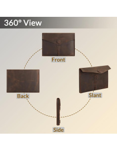 Carpeta de Cuero Genuino GZRHKJ para Laptop 15" Caqui Oscuro 2