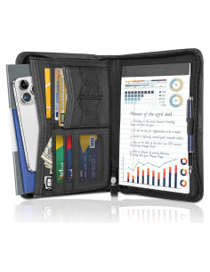 Carpeta de Currículum con Cremallera AKAYOK - Cuero Sintético Negro