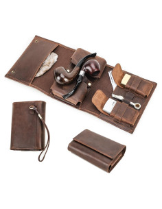 Estuche de Tabaco de Cuero Crazy Horse SHIHUAN para 2 Pipás