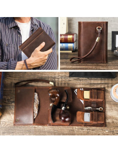 Estuche de Tabaco de Cuero Crazy Horse SHIHUAN para 2 Pipás 2