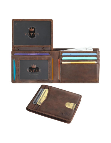 Billetera minimalista VATAN para hombres con bloqueo RFID - CH Café