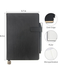 Cuaderno de Piel A5 WETLOTE Rayado 208 Páginas Negro 2