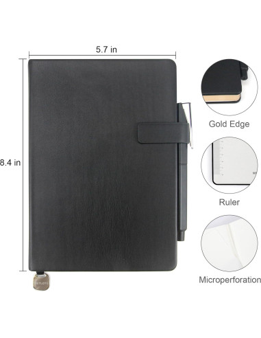 Cuaderno de Piel A5 WETLOTE Rayado 208 Páginas Negro