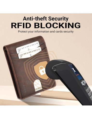 Billetera minimalista VATAN para hombres con bloqueo RFID - CH Café