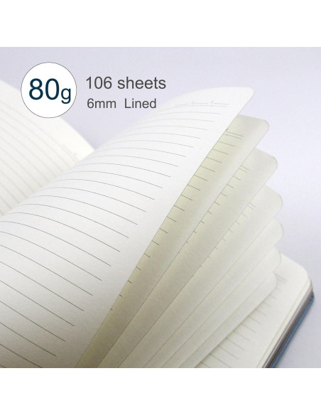 Cuaderno de Piel A5 WETLOTE Rayado 208 Páginas Negro