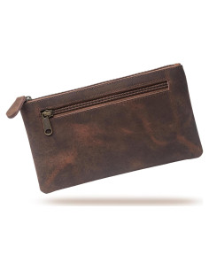 Estuche de Lápiz de Cuero Vintage Wanderings 23x14 cm