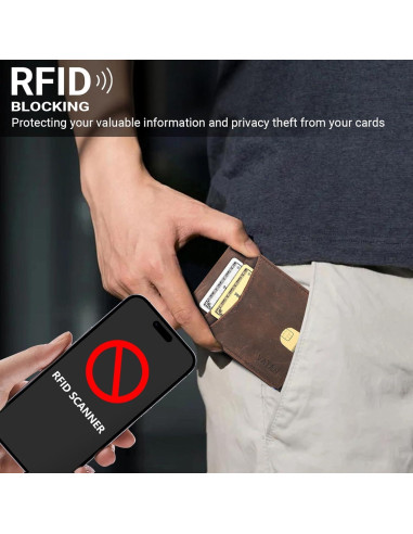 Billetera minimalista VATAN para hombres con bloqueo RFID - CH Café