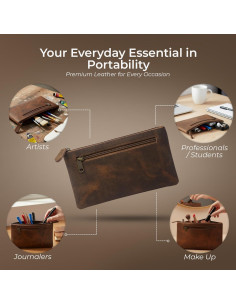 Estuche de Lápiz de Cuero Vintage Wanderings 23x14 cm 2