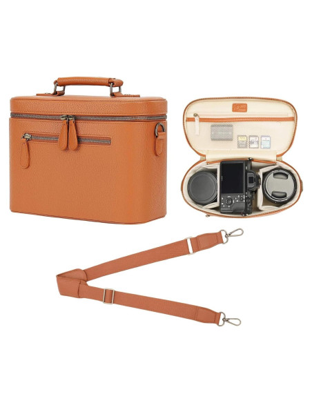 Bolsa de Mensajero para Cámara 4L Marrón PU Impermeable