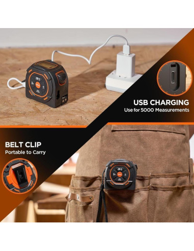 Cinta Métrica Láser 60m y Cinta Manual 5m Genérico