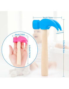 Paquete de 2 Juguetes Martillo de Madera Hxezoc 16.5 cm 2