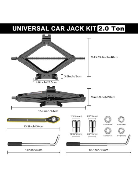 Gato de Tijera IMAYCC 2 Toneladas para Coche - Kit Completo