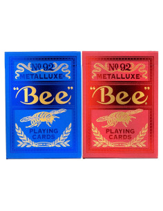 Bee Metalluxe Paquete de 2 Barajas de Juego - Azul y Rojo