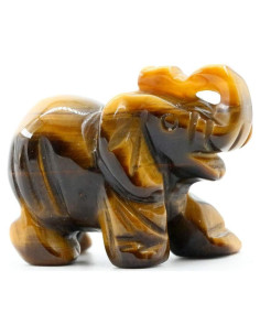 Estatua de Elefante de Ojo de Tigre Tallada a Mano 4 cm