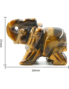 Estatua de Elefante de Ojo de Tigre Tallada a Mano 4 cm 2