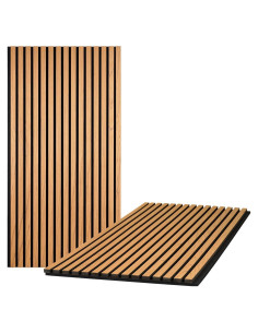 Paneles Acústicos de Madera QUEENLINK 2 Piezas 118x60.5cm Roble