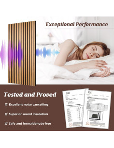 Paneles Acústicos de Madera QUEENLINK 2 Piezas 118x60.5cm Roble 2