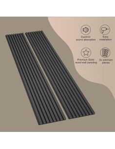 Paneles Acústicos de Madera MODCART 240.4x32 cm Negro 2