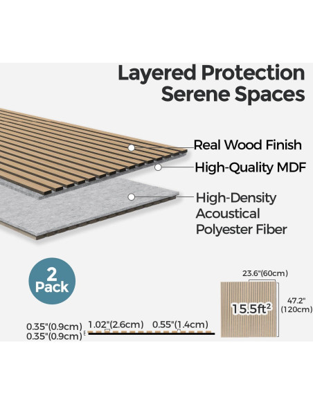 Paneles Acústicos de Madera AKUMAX 2 Piezas 60x120 cm Roble Clásico