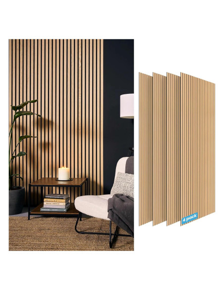 Panel Acústico de Madera 3D Supply Depot 4 Piezas 121.9x42x7.2cm