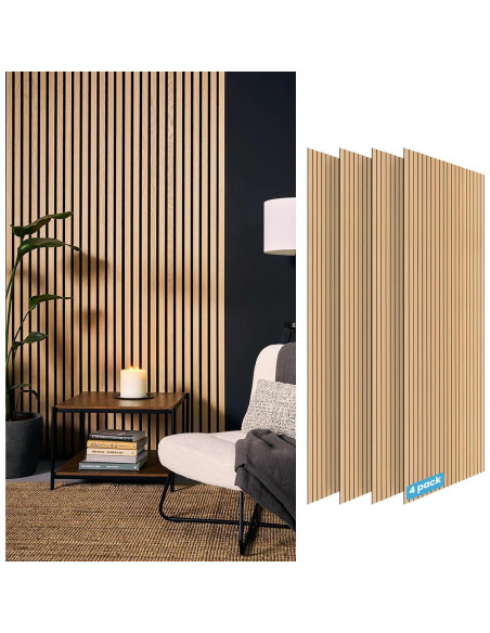 Panel Acústico de Madera 3D Supply Depot 4 Piezas 121.9x42x7.2cm