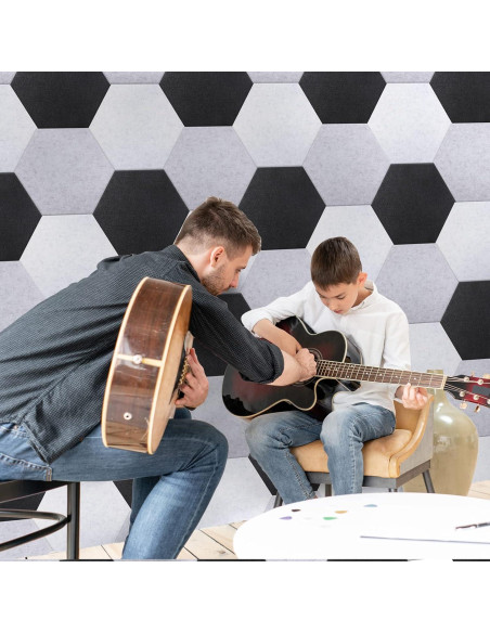 24 Paneles Acústicos Hexagonales 30x26 cm Aislantes Sonido