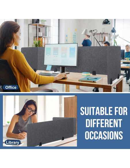 Divisores Acústicos de Escritorio Yaomiao 3 Pcs Gris 152.4x40.6cm