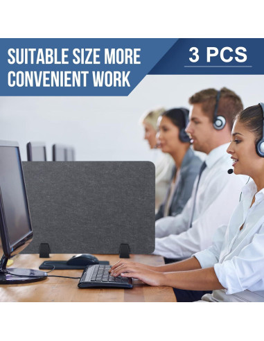 Divisores Acústicos de Escritorio Yaomiao 3 Pcs Gris 152.4x40.6cm