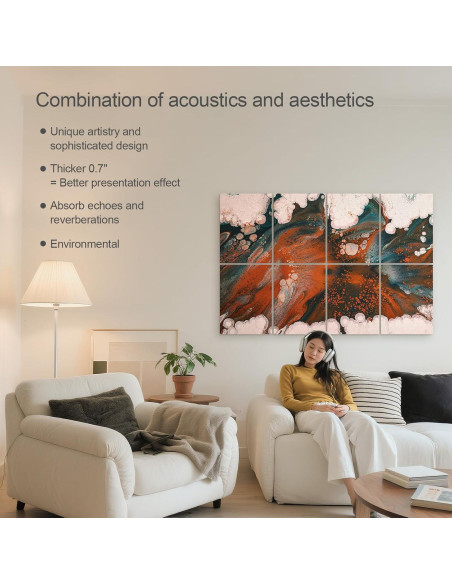 Paneles Acústicos UMIACOUSTICS 8 Pcs 40x30cm Naranja-Clara