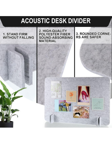 Divisor Acústico de Escritorio Fabbay 2 Pcs 40x60cm Gris