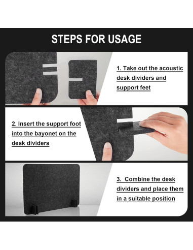 Divisores Acústicos de Escritorio Fabbay 4 Pcs 40x60 cm