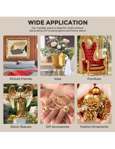 Pintura Acrílica Metálica Dorada Nicpro 1000ml Secado Rápido