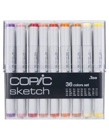 Set de 36 Marcadores Copic Sketch a Base de Alcohol - Colores Básicos
