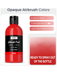 Pintura de Aerógrafo Nicpro Roja 250 ml Acrílica Lista para Usar 2
