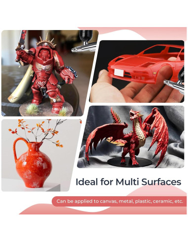 Pintura de Aerógrafo Nicpro Roja 250 ml Acrílica Lista para Usar